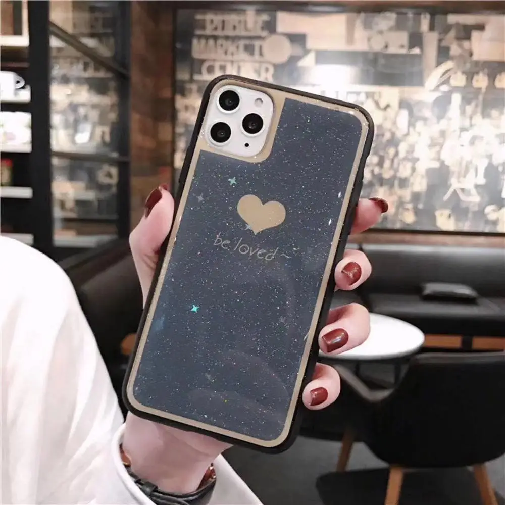 Мягкий силиконовый чехол для телефона iPhone 7 8 6 s Plus X XS XR 11 Pro Max блестящая эпоксидная
