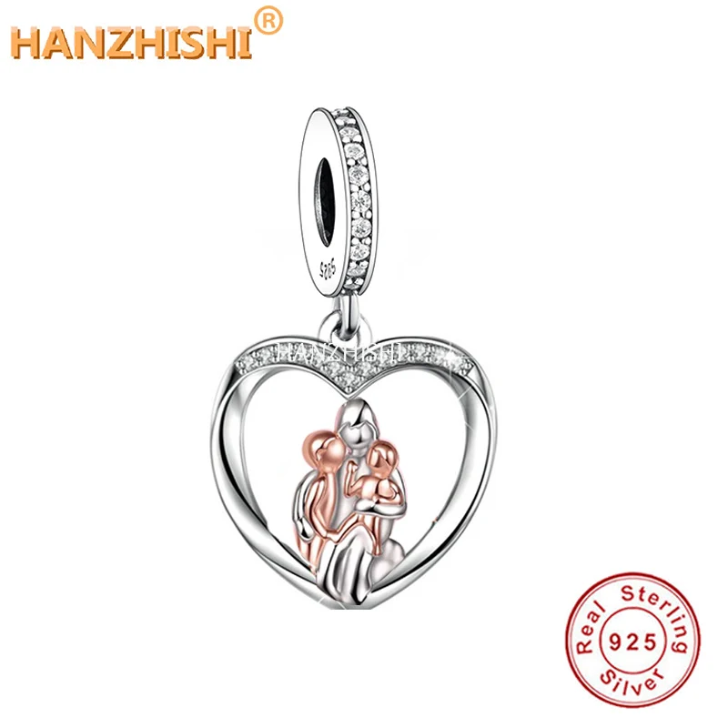 

Fashion 925 Sterling Silver Mother Hugs His Child Heart Dangle Charms Beads Fit Original Brand Bracelet Necklace Jewelry Gift