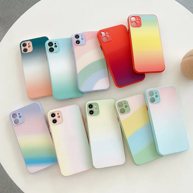 Градиентный чехол для iPhone 12 Pro Max силиконовый край цветной стеклянный защиты