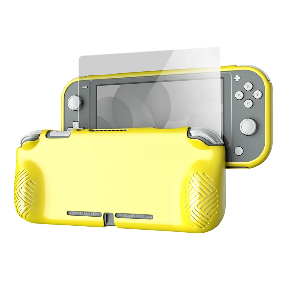 Цвет: желтый Чехол OIVO shand Switch Lite из закаленного стекла для защиты экрана, набор для Switch Lite, мягкий чехол из ТПУ, HD защита экрана - Цвет: Цвет: желтый