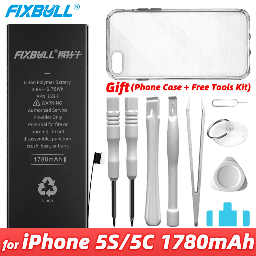 Оригинальная батарея FIXBULL для iPhone 5C 5S 5GS 1560 мАч 1780 мАч реальная емкость мобильный телефон сменная батарея литиевые батареи