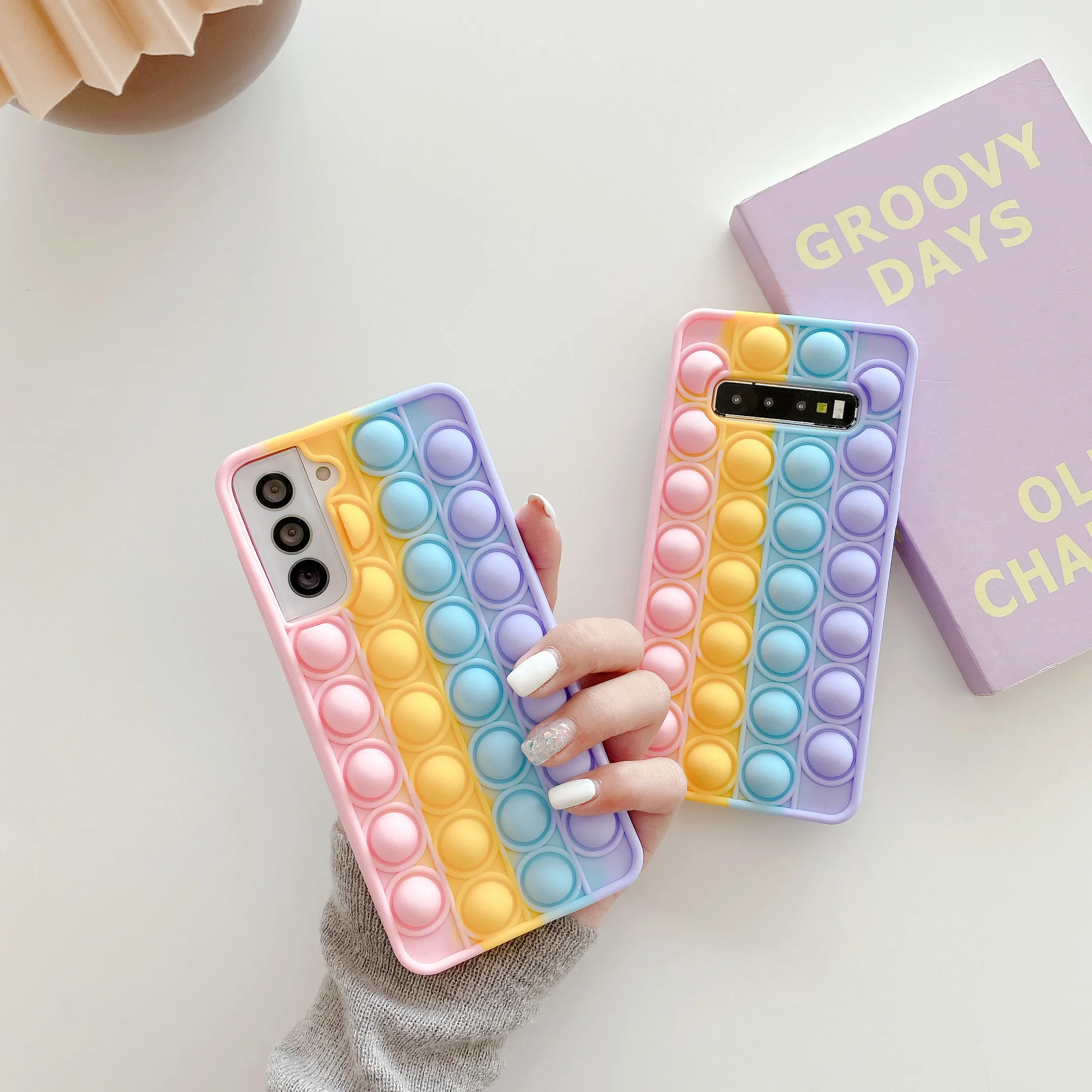 

Relive Stress Silicone Case For Samsung Galaxy S21 S20 S10 Note 10 Plus 20 Ultra A72 A71 A52 A51 A50 Pop Toys Push Bubble Case