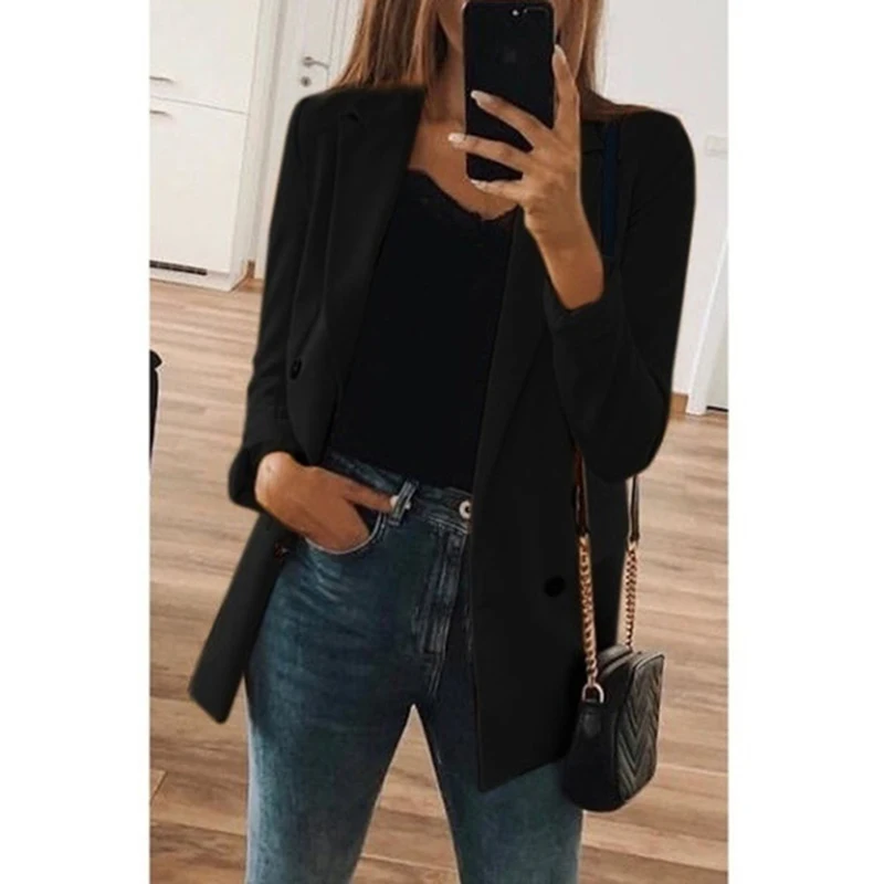 

Women Jacket Autumn Long Sleeve Turn-Down Collar Oversize Jacket Outwear Elegant Overcoats Loose Plus Size Jackets For Femme