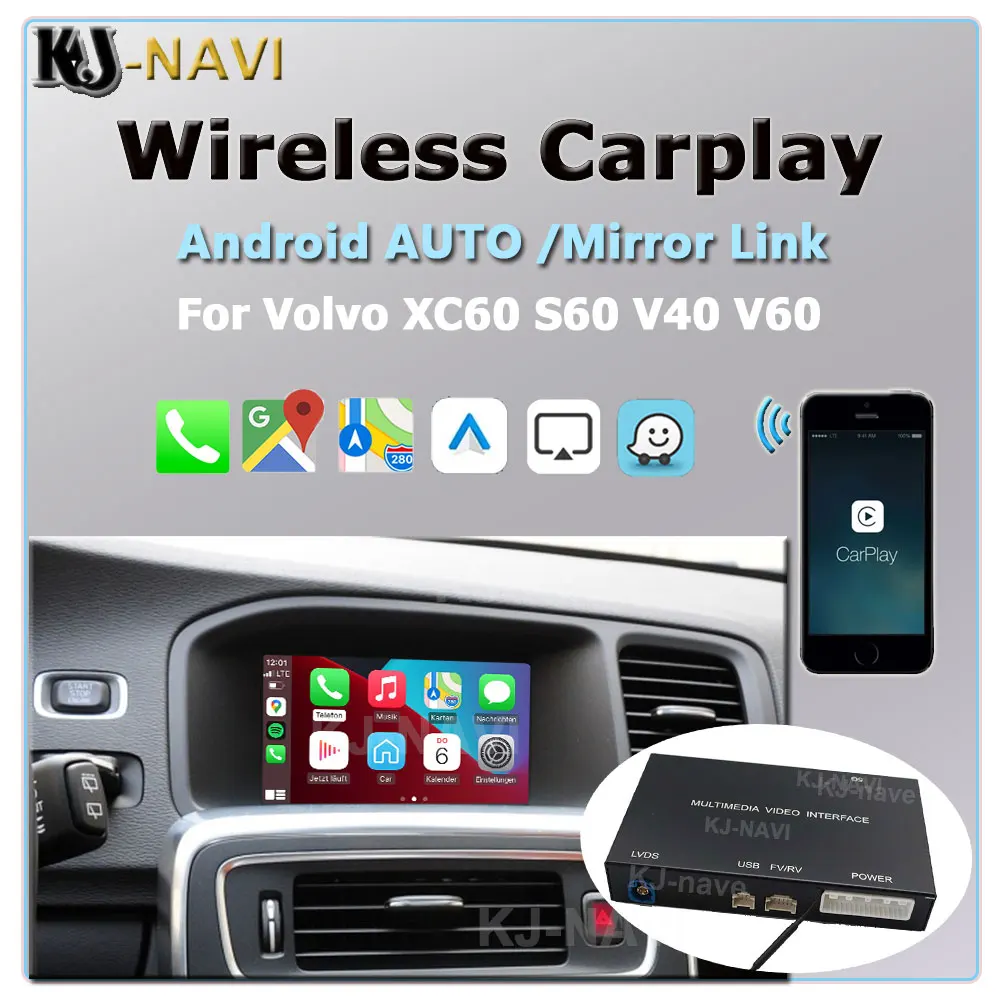 

Беспроводной автомобильный интерфейс Carplay Android для Volvo 2015-2019 XC60 S60 V40 V60 Mirror-Link коробка декодера видео