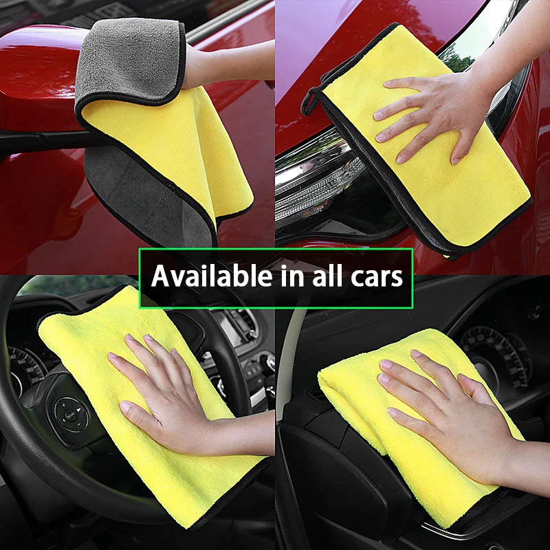 

Thickened Microfiber car wash towel 500GSM Car Cleaning Drying Cloth Hemming Car Cloth Detailing Car Wash Towel 30-60cm