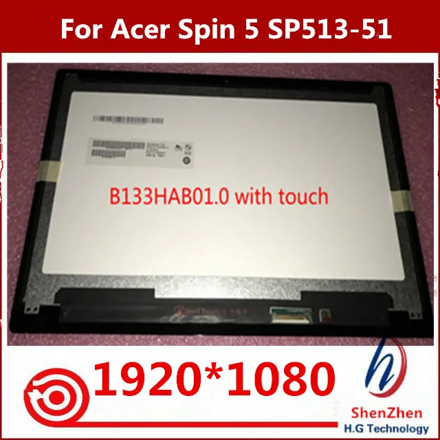 

Original 1920*1080 For Acer Spin 5 SP513-51 IPS LCD Screen+Touch Digitizer Assembly FHD 1920X1080 30PIN OR 40PIN