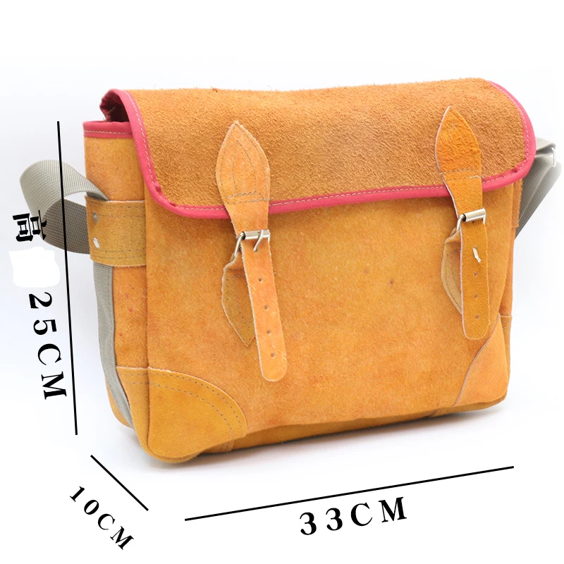 Cow Leather Tool Bag Adjustable Buckle and Shoulder Strap Large Capacity Tool Pouch Bag Tool Bag Oganizer Carrying Pouch Tools