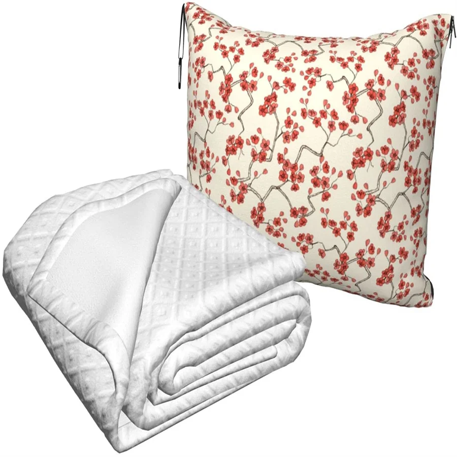 comprar Sakura Blossoms Viagem Travesseiro Cobertor Dois-em-um Mochila Cinta E Compacto Avião Saco Cintura Suporte 60x43 Polegadas