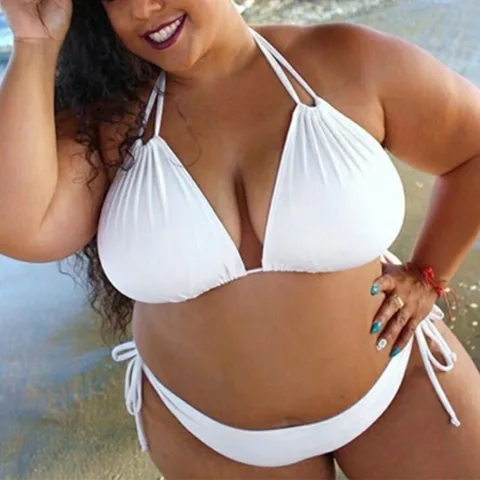 5XL Plus Size Bikini Set Strappy Solid Push Up Padded Swimsuit Women Sexy Bathing Suit Swimwear Traje De Baño Mujer 2023 Biquini