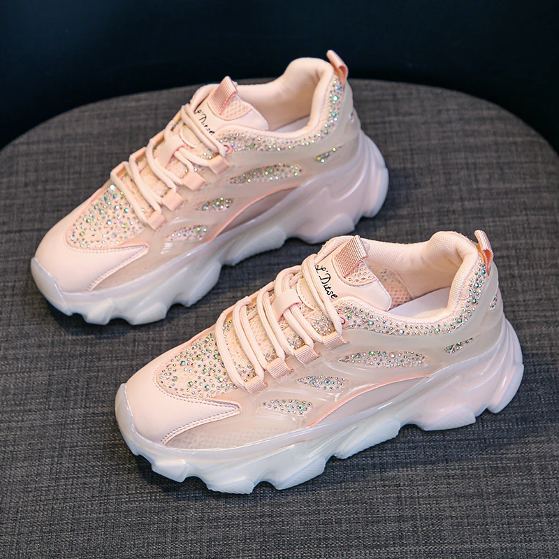 

2021 Sneakers Women Platform Vulcanized Shoes Fashion Casual Lace Up Jelly Sole Sport Shoes Women Chunky Sneakers Basket Femme