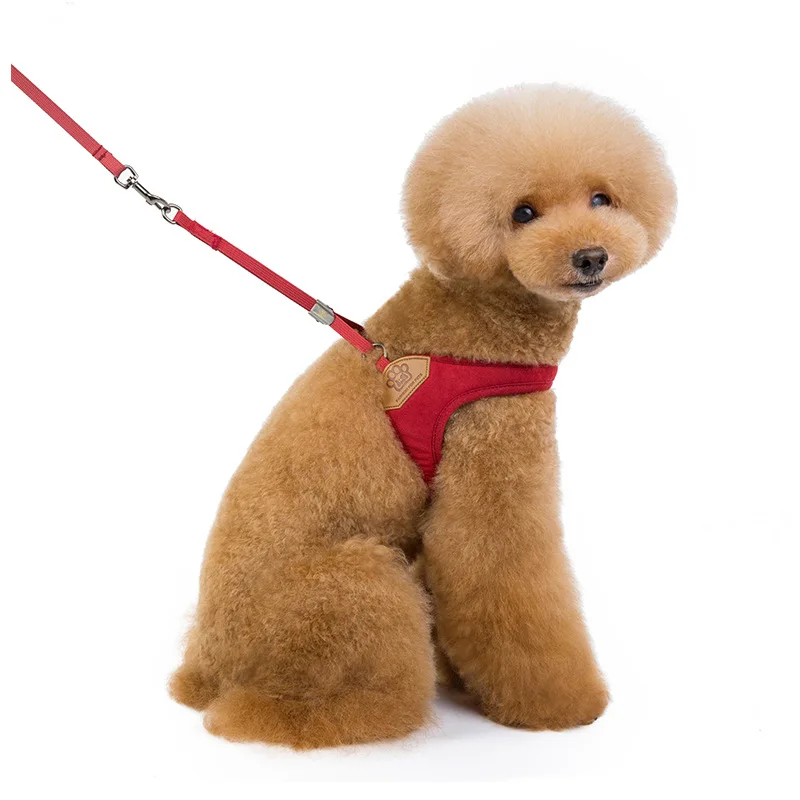 

Pet Supplies Leash Set Dog Harness Dog Vest Pet Leash Matte Velvet Chest Strap D-Shaped Buckle On The Back For Easy Traction