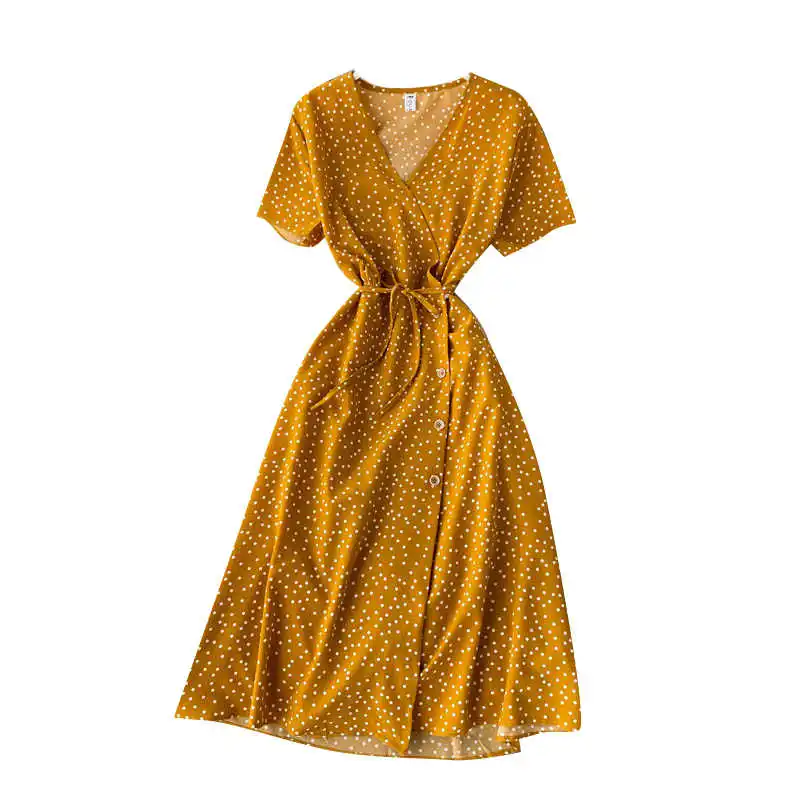 

elegant red sexy dress feminine summer beach with v polka dot midi dress waist share fiesta clothes