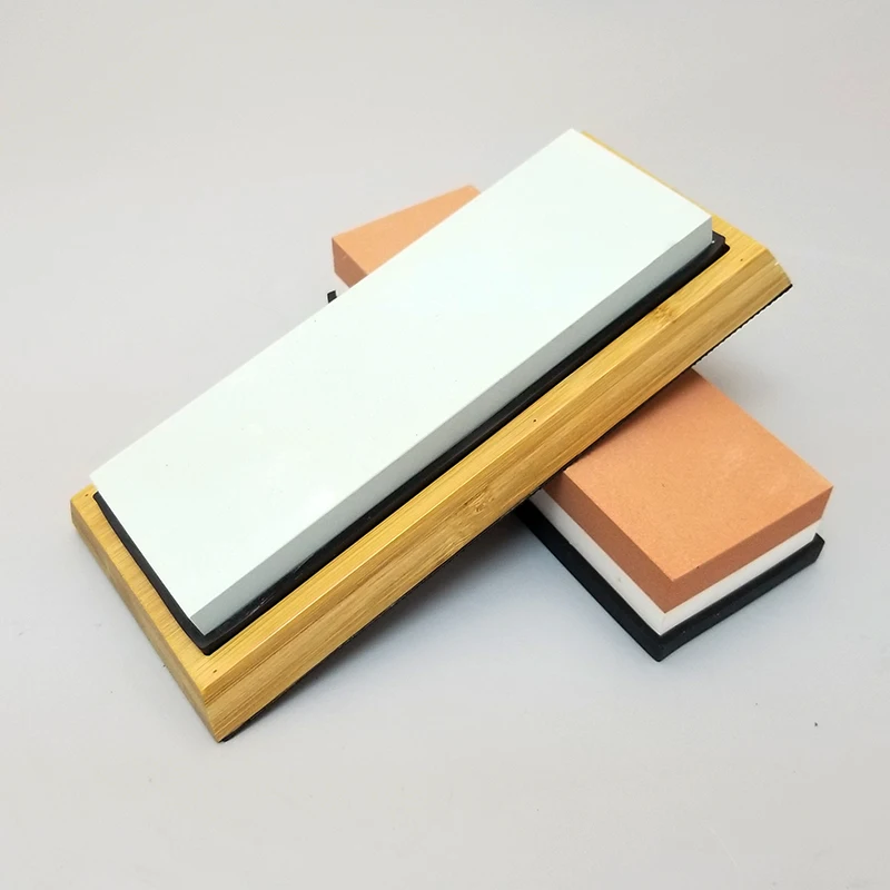 

Bamboo whetstone base knife holder locator with double-sided oil stone whetstone set 1000/6000 grit