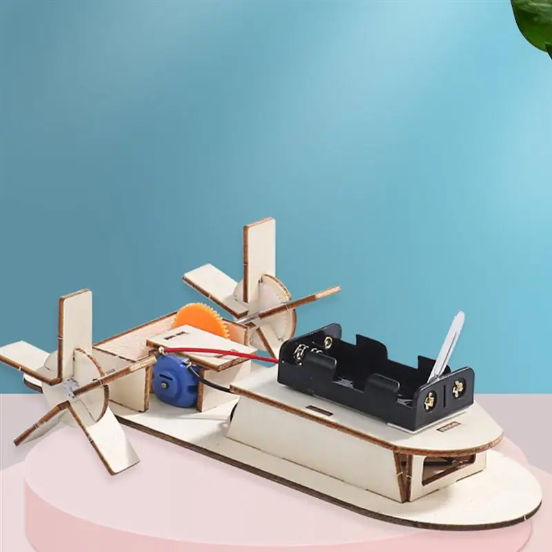 

2pcs Electric Wooden Boat Toy Handmade DIY Boat Model Assembly Puzzle Toy