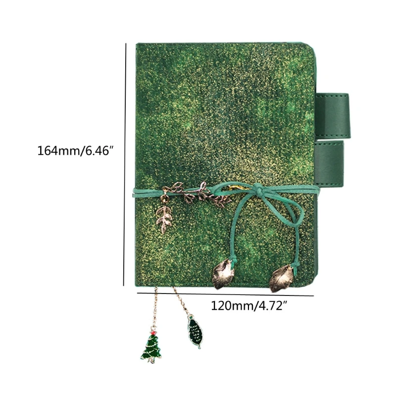 

Green forest Series Originality Delicate Retro planner Notebook with leaves Pendant, Hardcover Diary Books Weekly Planne