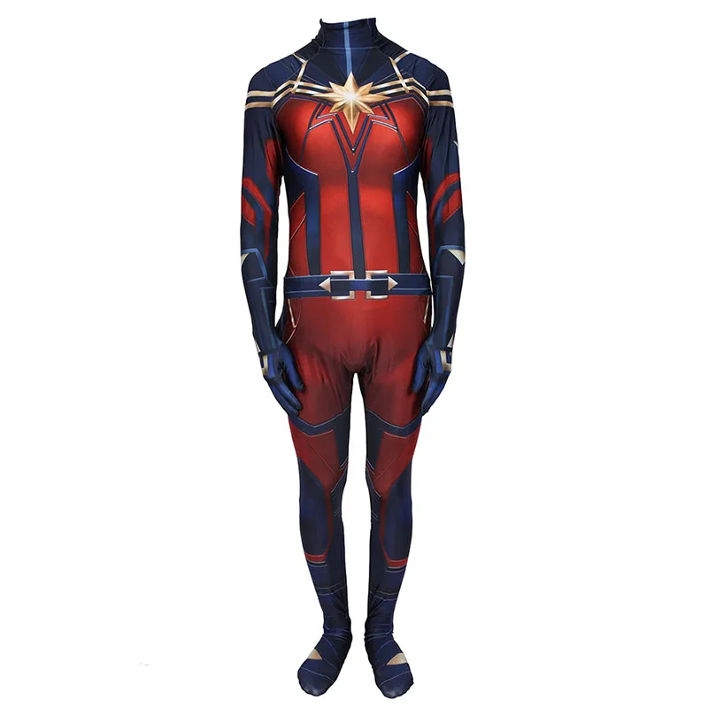 Фильм Мстители эндигра Марвел Капитан Carol Danvers костюм зентай для косплея боди супергероя костюм для женщин девочек комбинезоны