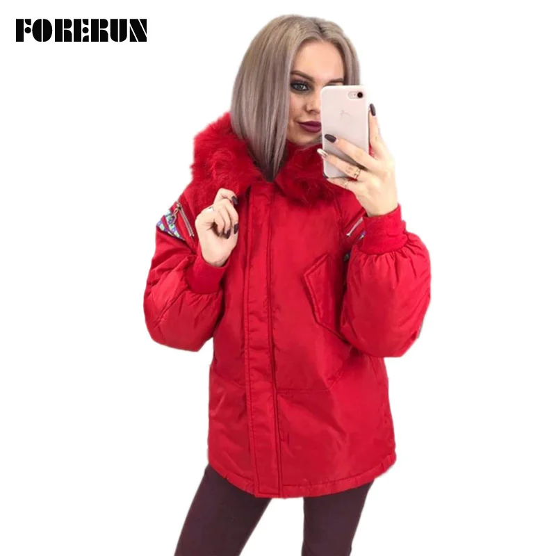 FORERUN 7 цветов куртка большого размера зимнее пальто для женщин утолщенная меховая