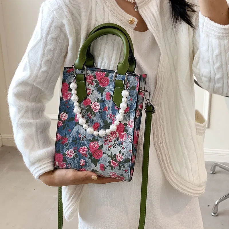 

Floral Canvas PU Leather Stitching Totes Women's Handbags Large Capacity Shoulder Crossbody Bags for Women Casual Canvas Shopper