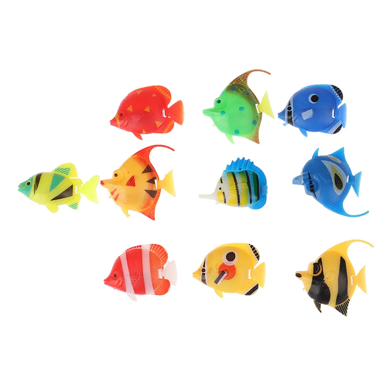 10pcs/lot Aquarium Landscaping Simulation Plastic Fish Fake Animal And Plant Decoration | Дом и сад