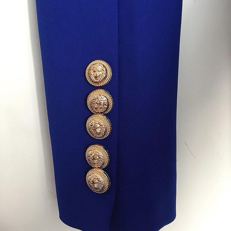 

HIGH QUALITY New Runway 2019 Designer Blazer Jacket Women's Metal Lion Buttons Double Breasted Blazer Outer Coat Plus Size