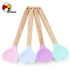 Лопатки BEEMAN силиконовые в форме сердца для теста с деревянной ручкой, аксессуары для детской комнаты