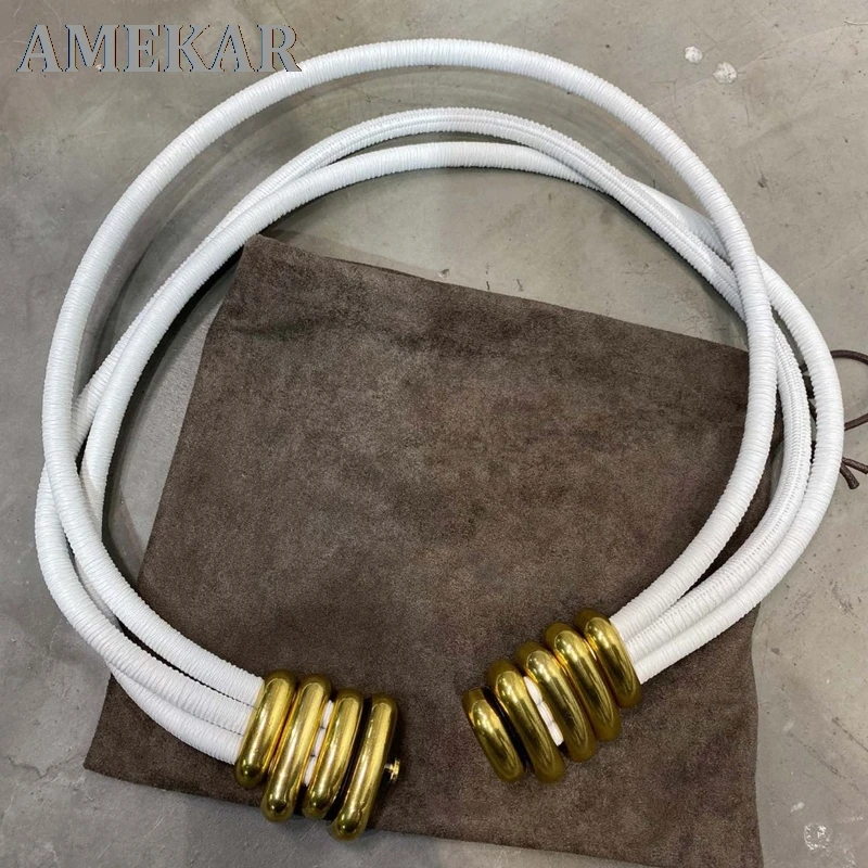 

2021 Designer belts women high quality elastic long belt waist gold buckle fashion luxury brand ceinture femme waistband