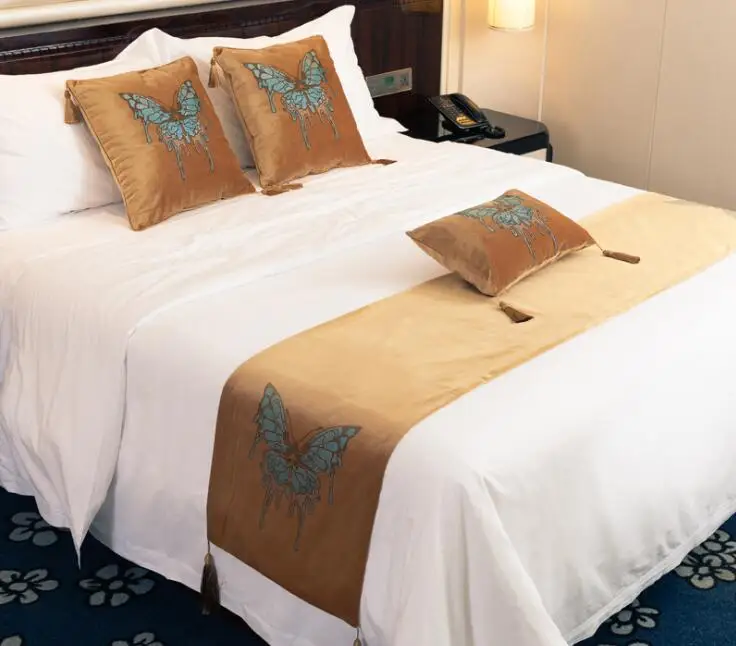 Бабочка дизайнерские покрывала 45 см ширина кровать бегун роскошное покрывало