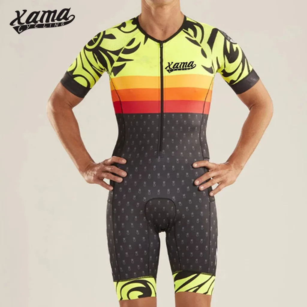 

Xama Cycling Triathlon Suit Mens 2XS-4XL Size Short Sleeve Jumpsuit Rower Mtb Uniforme Ciclismo 2021 Bicycle Apparel Sportswear