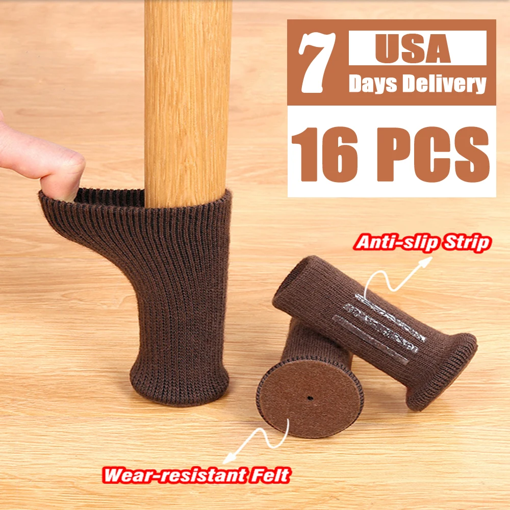 

Chair Leg Socks Desk Bed Foot Floor Protector Sock 16PCS Anti-slip Furniture Pad Strip Chairs Feet Home Furnigear Leg Cover