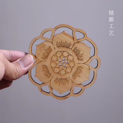 Japanese Style Bamboo Tea Coaster Kung Fu Cup Insulation Pad Carved Samll Tray Mat Set Accessories Teaware Free Shipping | Дом и сад