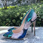 Женские туфли-лодочки Tikicup на высоком каблуке со змеиным принтом и заостренным носком