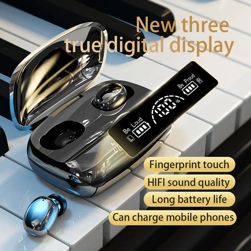 

Wireless Earphone Business Bluetooth-compatible Headset Power Digital Display 5.0 Sports Hanging Ear Touch Headphone Waterproof