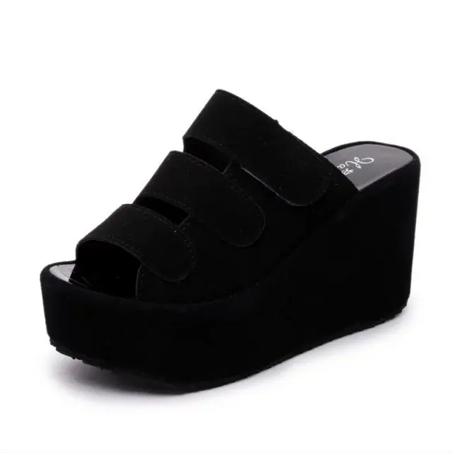 Женские летние тапки на толстой подошве танкетка высоком каблуке|Тапочки| |