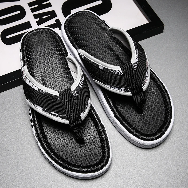 Мужские Нескользящие пляжные шлепанцы повседневные сандалии на плоской подошве