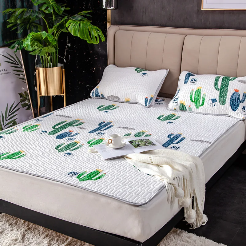 Чехол для матраса С КАКТУСОМ в тропическом стиле шелковистый латексный холодный