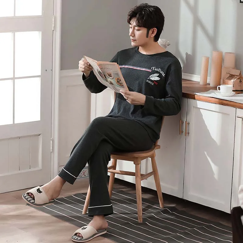 

Men's long sleeve cotton pajamas, high quality pajamas, family, autumn, 2020