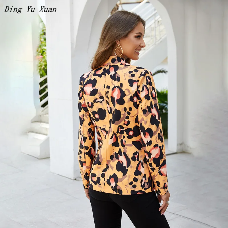

2020 Spring Female Fashion Leopard Print Blazer Femme Summer Office Ladies Slim Fit Work Wear Jackets Coats Korean OL Outwear