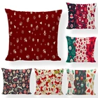 Рождественская декоративная подушка, наволочка, льняная наволочка, красная и зеленая клетчатая Подушка с оленем в клетку, красным Буйволом