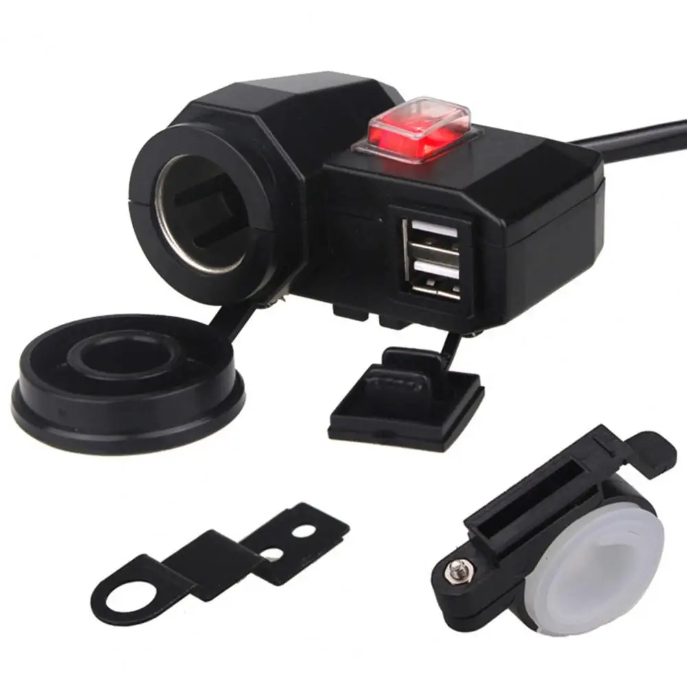 

Lighter Socket Dual USB Ports Waterpoof PC Independent Switch Motorbike Charger for Motorcycle