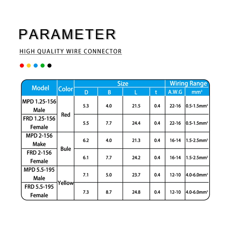 50 шт. набор мужского и женского пола электрический провод разъем изолированные
