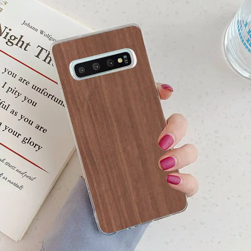 

wood Phone Case Transparent for Samsung A71 S9 10 20 HUAWEI p30 40 honor 10i 8x xiaomi note 8 Pro 10t 11