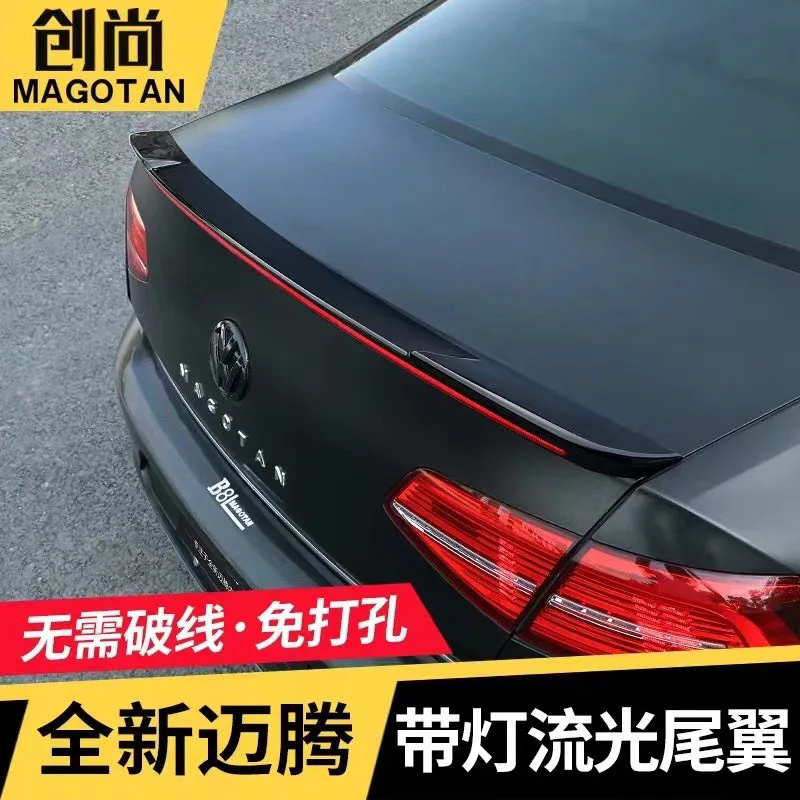 

New Design Rear Wing Spoiler For VW Passat B8 2017 2018 2019 2020 Flowing Brake Lamp Trunk ABS Plasti Spoiler Wing FOR Passat