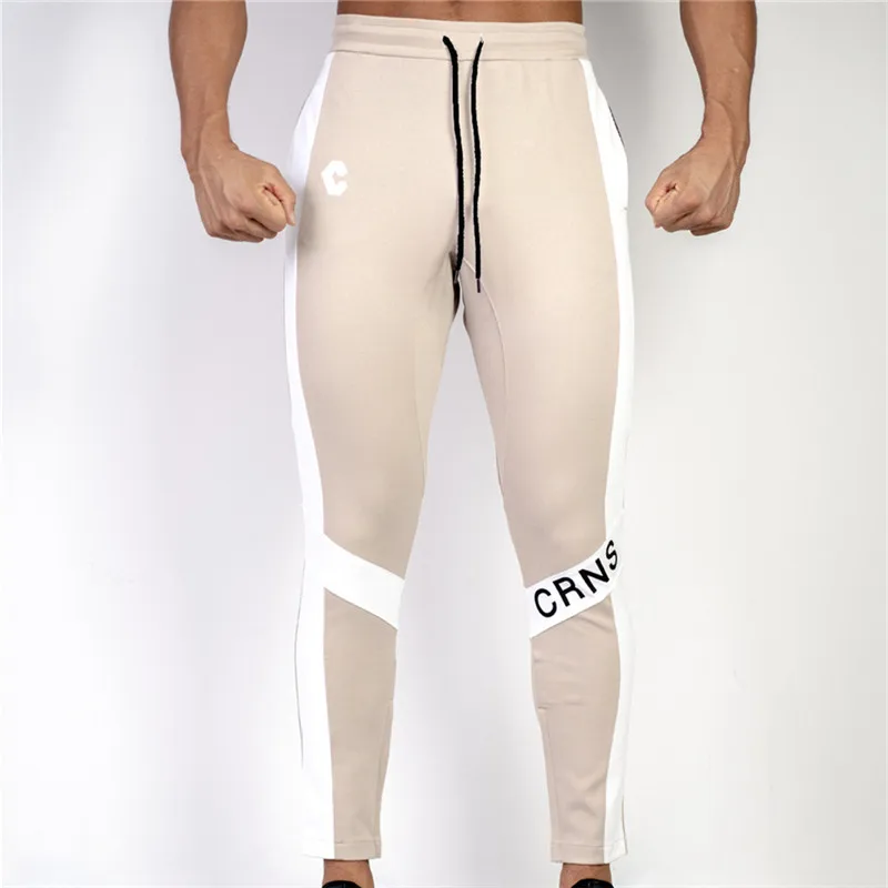 Модные мужские спортивные брюки штаны для бега фитнес повседневные длинные штаны мужские спортивные лосины спортивные брюки спортивный костюм для бега хлопковые брюки - Цвет: khaki zhong CRNS