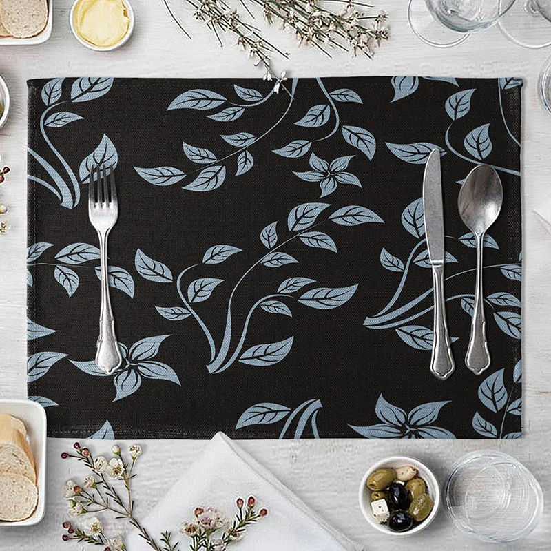 Коврик для еды винтажный с цветочной росписью прямоугольный из ткани | Дом и сад