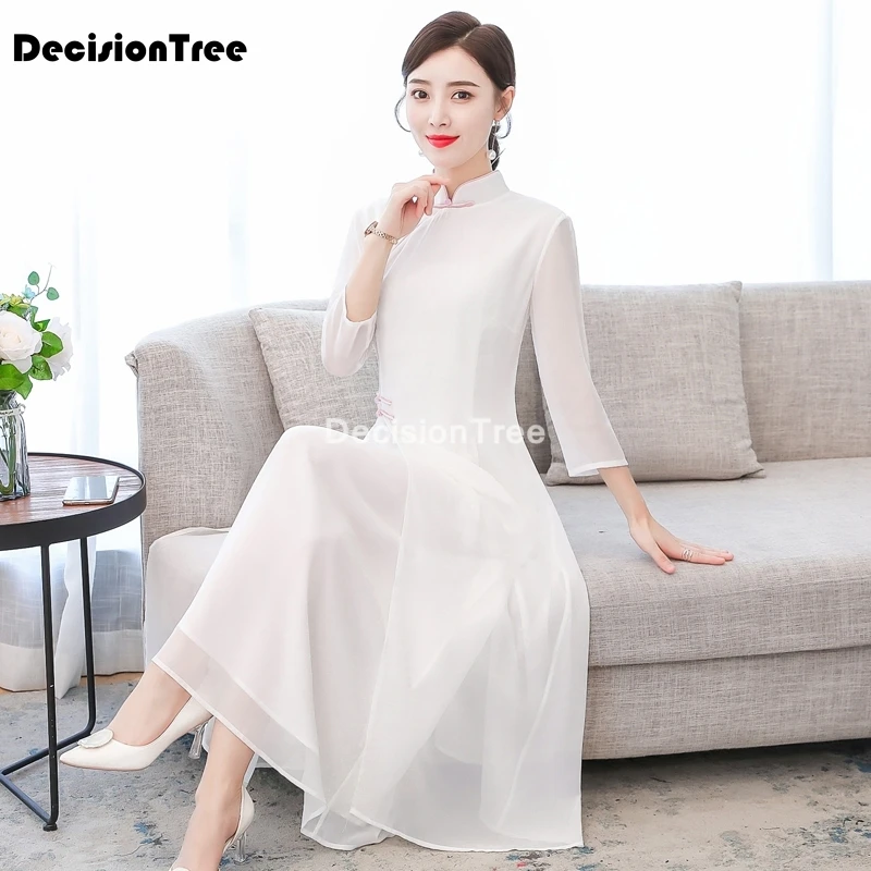 

2021 chinese dress print satin women qipao short sleeve vintage stage show cheongsam chinese dress gown chinese wedding dress