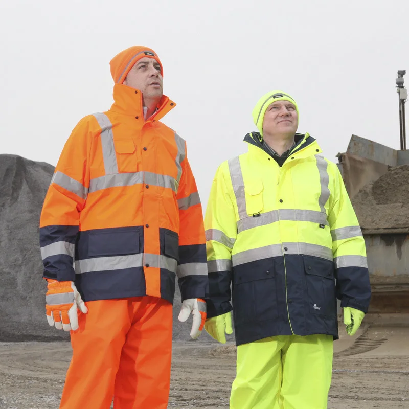 EN471 ANSI/море 107 AS/NZS Hi vis два тона водонепроницаемый 5 в 1 куртка со светоотрающей полосой orange рабочая одежда зимняя куртка