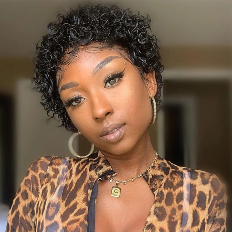 

Pixie Cut Curly Human Hair Wig For Women 13x1 Short Bob Lace Wigs With Baby Hair Pre Plucked Bleached Knots Wigs Remy Hair