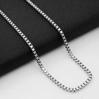 30pcs simple stainless steel couple geometric lovers box shape chain necklace men women love personality gift necklace jewelry