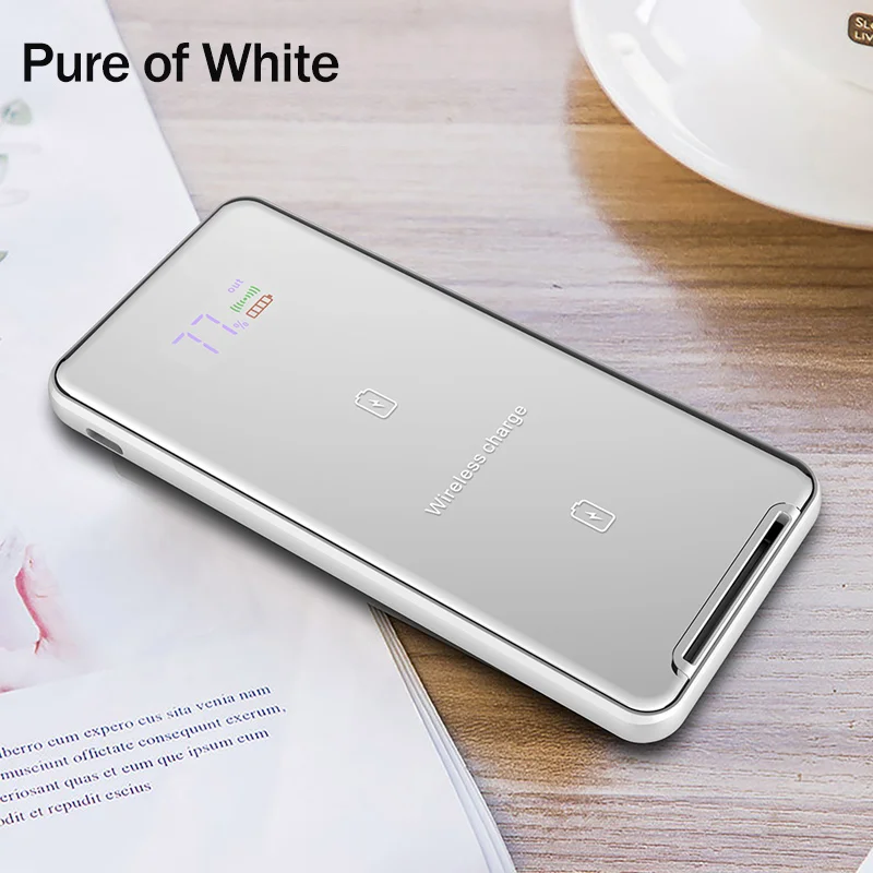 YKZ 5000mAh Qi Беспроводное зарядное устройство Powerbank для iPhone X светодиодный дисплей повербанк двойной USB вертикальное Беспроводное зарядное устройство Внешняя батарея - Цвет: White