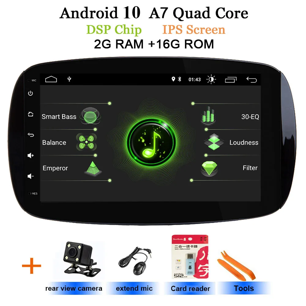 DSP-IPS-2G-Rear cam " Android 10 автомобильная стереосистема радио многопользовательский для Benz Smart Fortwo радио Wi-Fi BT автомагнитолы gps навигации - Цвет: DSP-IPS-2G-Rear cam